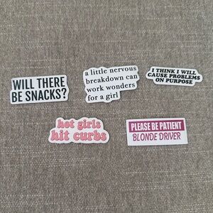 Funny Quote Sticker Set of 5: Girlhood